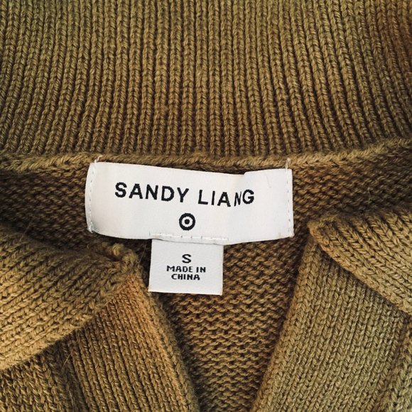 EUC SANDY LIANG For Target Olive Pointelle Embroidered Sweater S - Picture 10 of 10